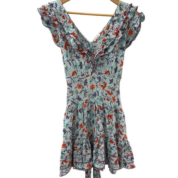 Poupette St. Barth Floral Midi Dress - Blue and Red - Picture 5 of 11